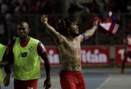 Football Soccer - 2018 World Cup Qualifiers - Panama v Costa Rica - Panama City, Panama - October 10, 2017. Panama's Roman Torres celebrates with team mates after scoring a goal against Costa Rica. REUTERS/Carlos Lemos