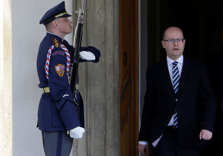 Czech Prime Minister Bohuslav Sobotka leaves Prague Castle in Prague, Czech Republic May 4, 2017. REUTERS/David W Cerny