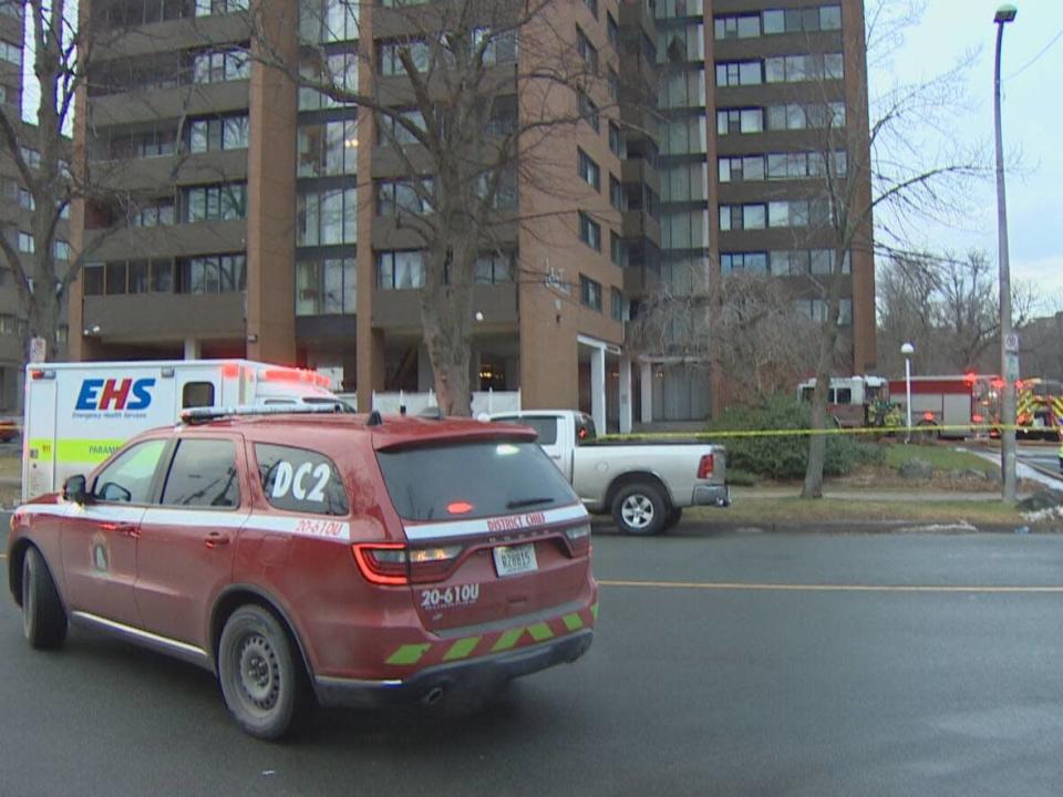 The fire started around 3 p.m. AT Thursday in this building on Spring Garden Road in Halifax. (CBC - image credit)