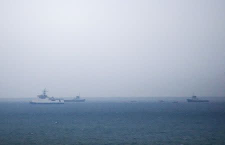 Ships are seen at the crash site of Russian military Tu-154 plane in the Black Sea off the coast of the resort city of Sochi, Russia December 25, 2016. REUTERS/Maxim Shemetov