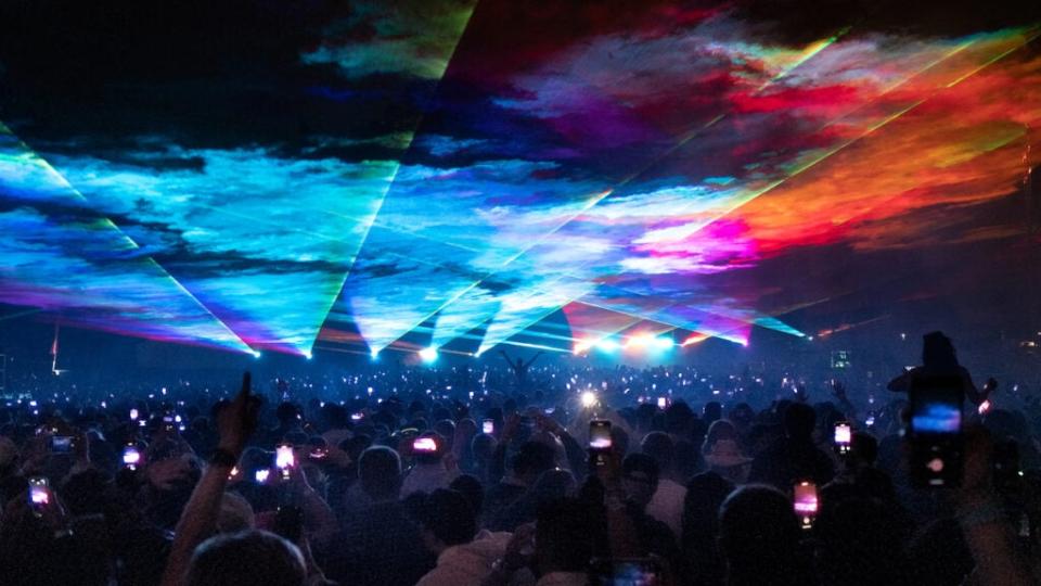 A laser light show at Outside Lands 2023 in San Francisco. (Photo: Luca Csathy)