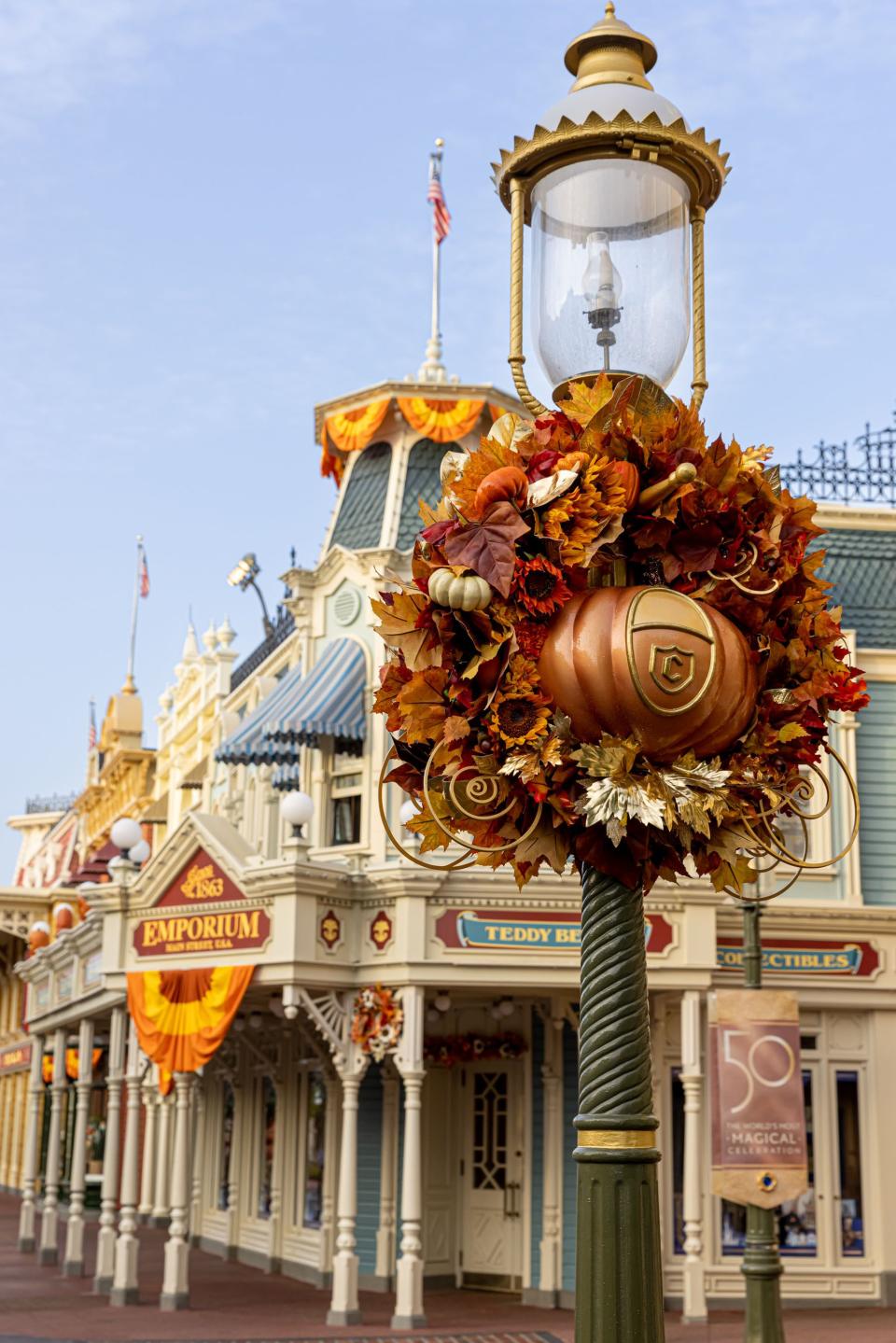 Festive autumn decor arrives in spooktacular fashion as the fall season descends on Magic Kingdom Park at Walt Disney World Resort on August 10, 2022 in Lake Buena Vista, Fla. (Courtney Kiefer, photographer)