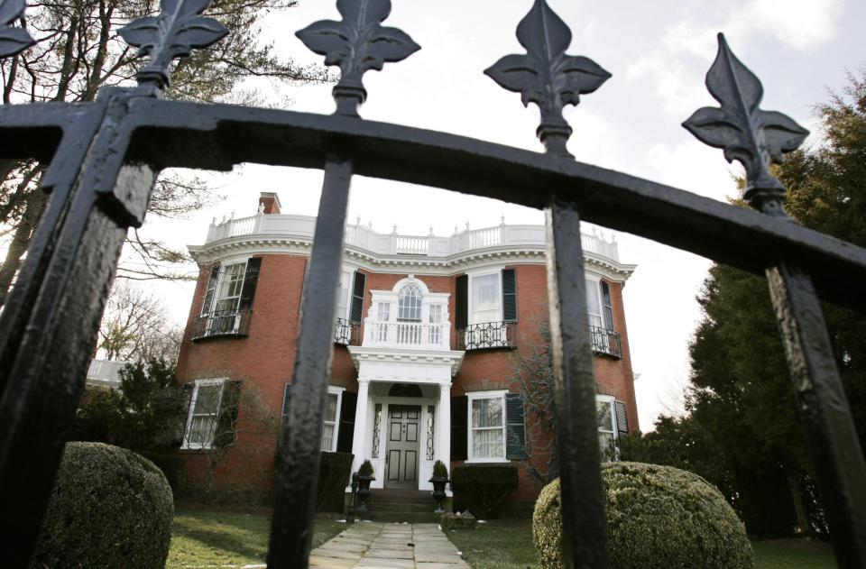 FILE - This Feb. 8, 2007 file photo shows the Halsey House mansion in Providence, R.I., which served as the fictional home of Charles Dexter Ward, a young man in a 1927 novella by H.P. Lovecraft, who hailed from a prominent Providence family. Lovecraft, who went mad after trying to learn more about a mysterious ancestor, lived most of his life in Providence where he cultivated a habit of nearly nonstop letter writing and penned the horror tales for which he is remembered. (AP Photo/Steven Senne, File)