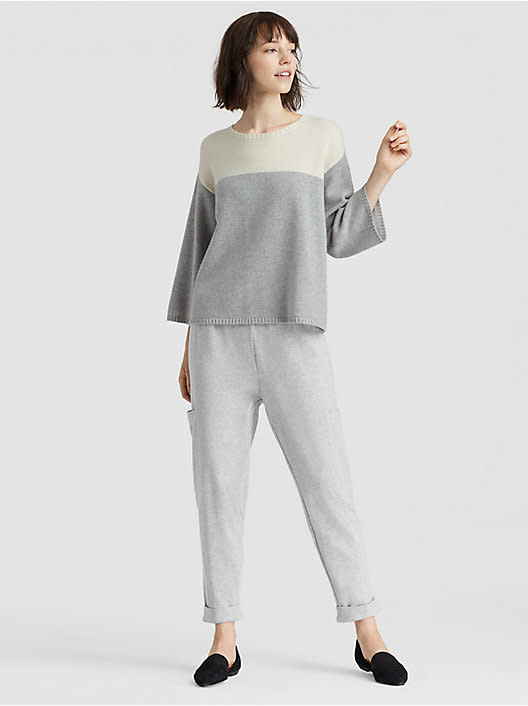 Eileen Fisher Lofty Recycled Cashmere Top with Color Blocking