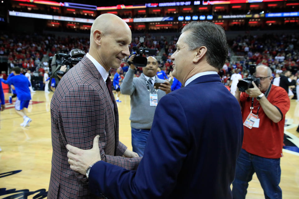 Louisville coach Chris Mack and Kentucky coach John Calipari