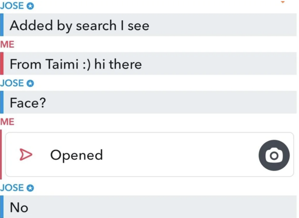 person figures out they searched for their snapchat from their dating profile