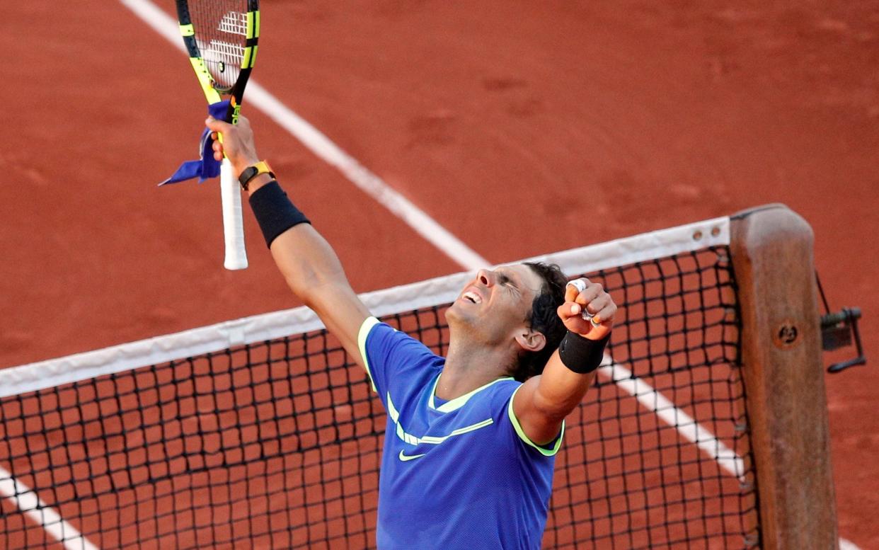 Rafael Nadal celebrates his win  - AP