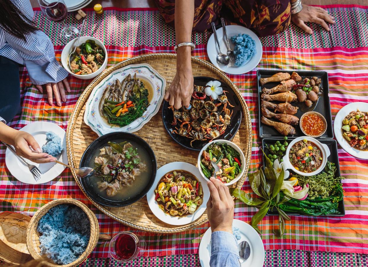 <span>The type of wine you choose to pair with a Thai meal depends mostly on how hot and spicy the food is.</span><span>Photograph: Six_Characters/Getty Images</span>