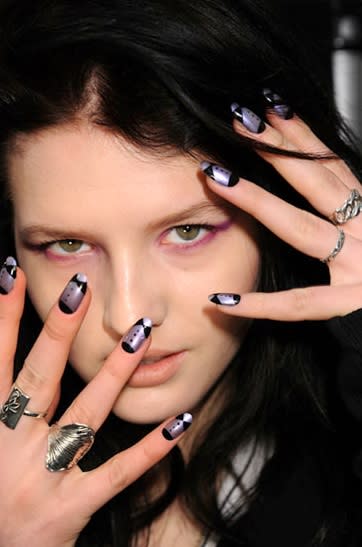 Masculine met feminine at the Fall 2011 Ruffian show with these long tuxedo-inspired nails.