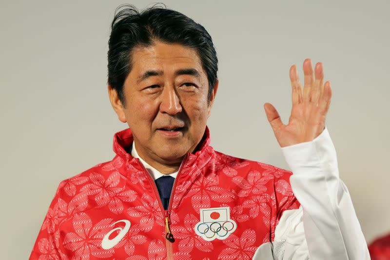 FILE PHOTO: Japanese Prime Minister Shinzo Abe visits the Japan House in Rio de Janeiro