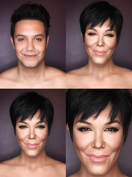 Makeup artist Paolo Ballesteros transforms himself into Kris Jenner.