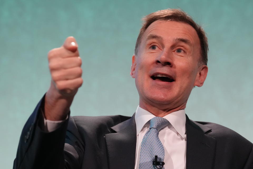 Budget  Chancellor of the Exchequer Jeremy Hunt speaking at the Resolution Foundation conference at the QEII Centre in central London. Picture date: Monday December 4, 2023. (Photo by Maja Smiejkowska/PA Images via Getty Images)