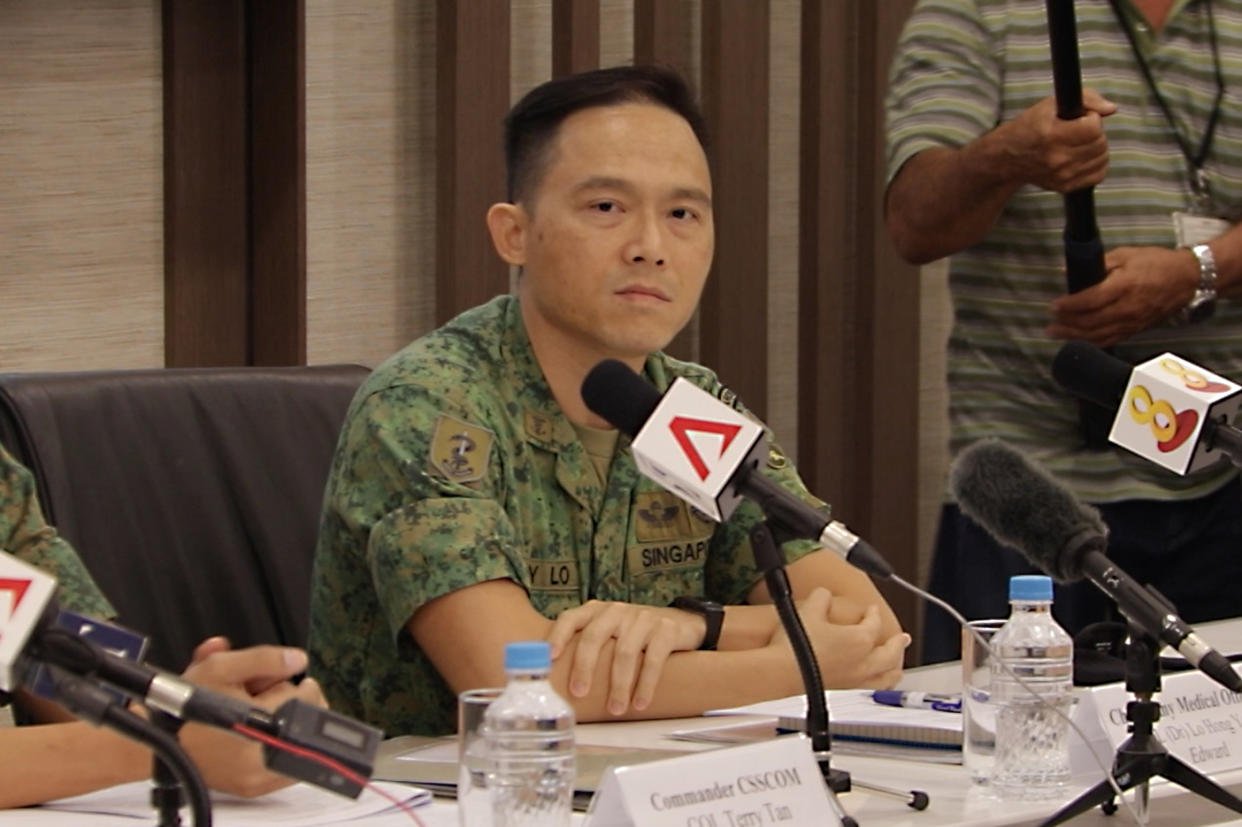 Chief Army Medical Officer Colonel (Dr) Edward Lo addresses reporters at a press conference on Thursday, 24 January 2019. PHOTO: Dhany Osman/Yahoo News Singapore