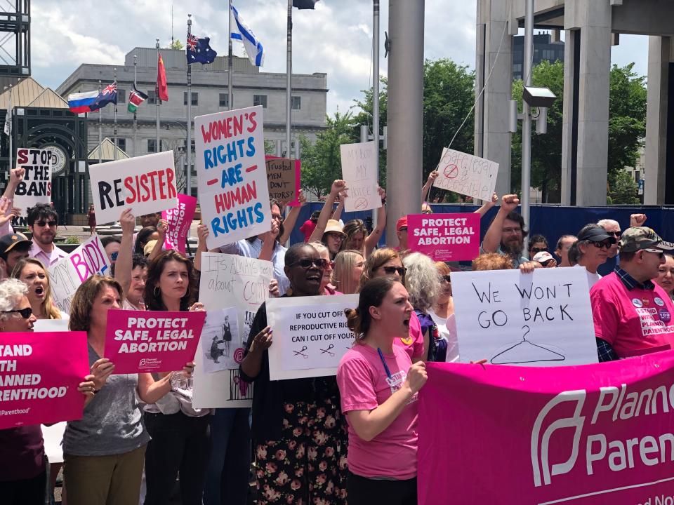 On Tuesday, Planned Parenthood coordinated rallies in all 50 states to denounce the spate of restrictive abortion bills being passed into law. Tennessee's own heartbeat bill didn't pass in the regular legislative session, but it is tabled for summer study. Planned Parenthood Greater Memphis Region president Ashley Coffield urged those gathered at the #StopTheBans Rally at Civic Plaza in Memphis, Tenn. on Tuesday, May 21, 2019, to prepare for a fight. "Tennessee's abortion ban is not dead yet," she said.