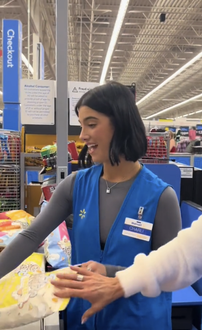 Closeup of Charli D'Amelio at Walmart