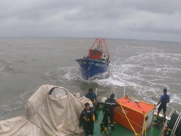 Visual shared by Indian Coast Guard of rescue operations at Goa Coast (Photo/ANI)