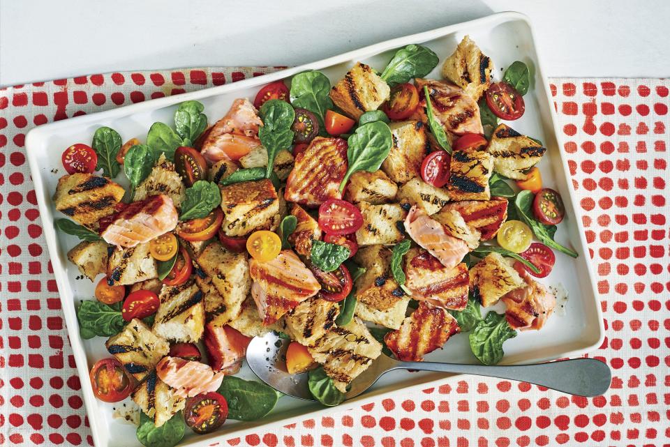 Grilled Salmon Panzanella Salad