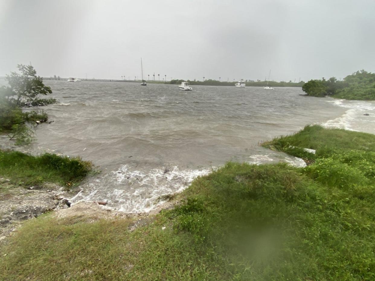 The Banana River near Port Canaveral is enduring lapping waves as the affects from Hurricane Ian are felt in Brevard.