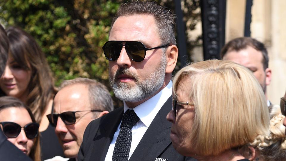 David Walliams departs after attending the funeral of Dale Winton 