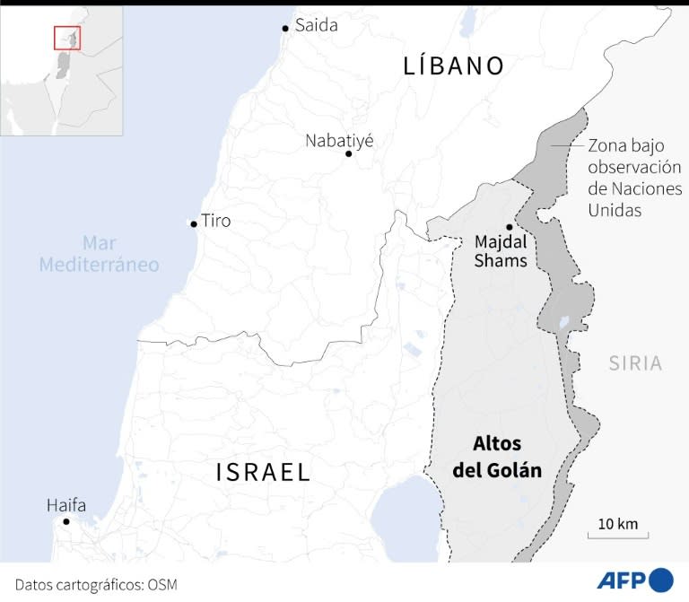 Mapa de la zona fronteriza entre Líbano e Israel y los Altos del Golán (Aude GENET)