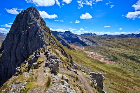 Hikers on the Huayhuash circuit - Credit: getty