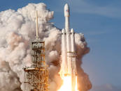 <p>A SpaceX Falcon Heavy rocket lifts off from historic launch pad 39-A at the Kennedy Space Center in Cape Canaveral, Fla., Feb. 6, 2018. (Photo: Thom Baur/Reuters) </p>