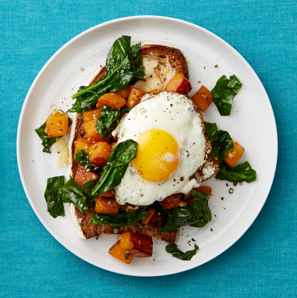 butternut squash and spinach toasts