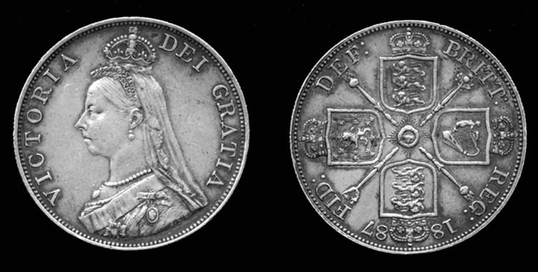 <span class="caption">The 1887 double florin that was rejected after four years.</span> <span class="attribution"><a class="link " href="https://commons.wikimedia.org/wiki/File%3A1887_British_double_florin.jpg" rel="nofollow noopener" target="_blank" data-ylk="slk:Coinman62;elm:context_link;itc:0;sec:content-canvas">Coinman62</a></span>