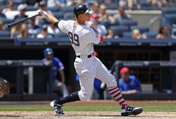 Aaron Judge continues to mash home runs at an incredible pace. (AP Photo)