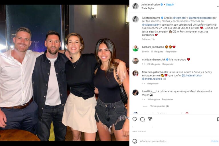 Lionel Messi y Antonela Roccuzzo junto a Julieta Nair Calvo y su pareja Andrés Rolando