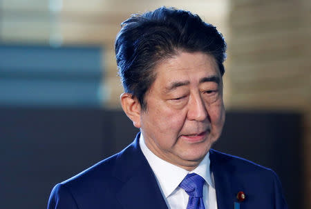 Japan's Prime Minister Shinzo Abe speaks to media after North Korea's missile launch, at his official residence in Tokyo, Japan, September 15, 2017. REUTERS/Toru Hanai