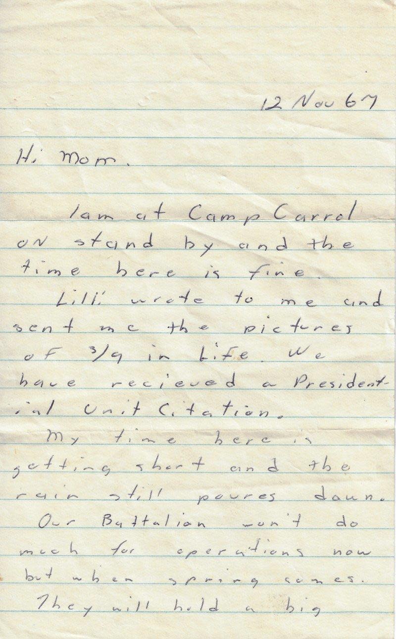 Letter from Arthur Bustamante / Credit: Center for American War Letters