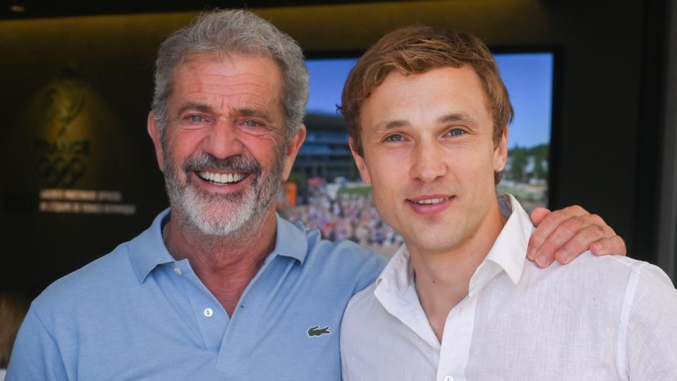 Mel Gibson and William Moseley attend the French Open, 2021