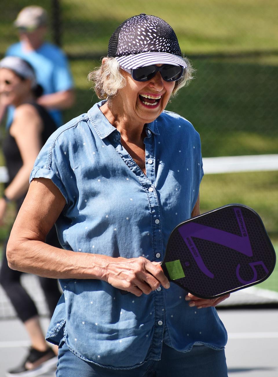 Barbara Henson of Somerset at the new tennis/pickleball courts at Kennedy Park.