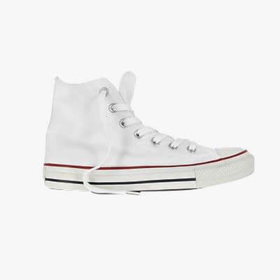 <p>Converse Limited Edition all star optic white canvas high top sneaker, $105, <a rel="nofollow noopener" href="http://rstyle.me/n/bz642nbg4jf?mbid=synd_yahoolife" target="_blank" data-ylk="slk:forzieri.com;elm:context_link;itc:0;sec:content-canvas" class="link ">forzieri.com</a></p>