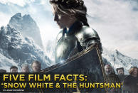 Remember Walt Disney’s very first fairy tale, “Snow White and the Seven Dwarves” (1937)? Remember the plucky little dwarves? And the Heigh-ho-ing? And the happy little birds? Well scrap that vision firmly from your mind, because “<a href="http://movies.yahoo.com/movie/snow-white-and-the-huntsman/" data-ylk="slk:Snow White and the Huntsman;elm:context_link;itc:0;sec:content-canvas" class="link ">Snow White and the Huntsman</a>,” which opens this weekend, is not your Uncle Walt’s Snow White. First time director Rupert Sanders’s vision is a definitively darker, impressively more epic version of the enchanted tale originally told by the Brothers Grimm. While we know that Kristen Stewart, Chris Hemsworth, and Charlize Theron are fair bets to make box office gold, here are five facts about the film you might know.