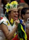 <p>A fan cheers during a men’s preliminary volleyball match between Brazil and Mexico at the 2016 Summer Olympics in Rio de Janeiro, Brazil, Sunday, Aug. 7, 2016. (AP Photo/Matt Rourke) </p>