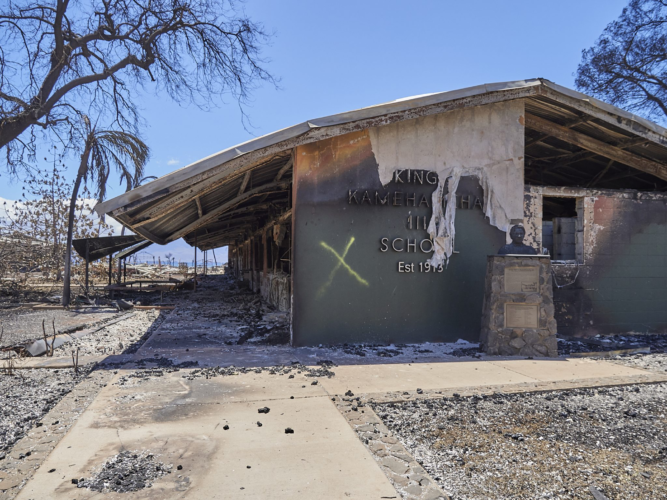 The King Kamehameha III school was destroyed in the fire. (David Croxford/Civil Beat)