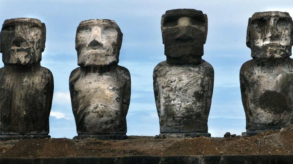 The statues were transported and erected by hand (Picture Getty)