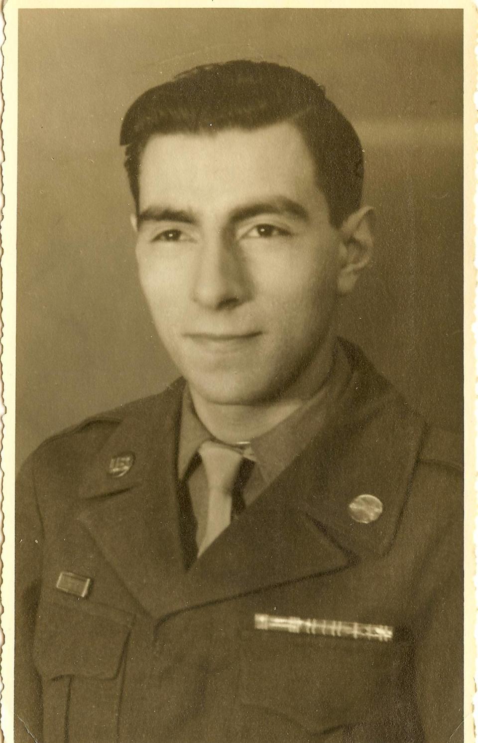 Cpl. Jerry Murad, 1944. He served as a half-track driver during the final year of World War II.