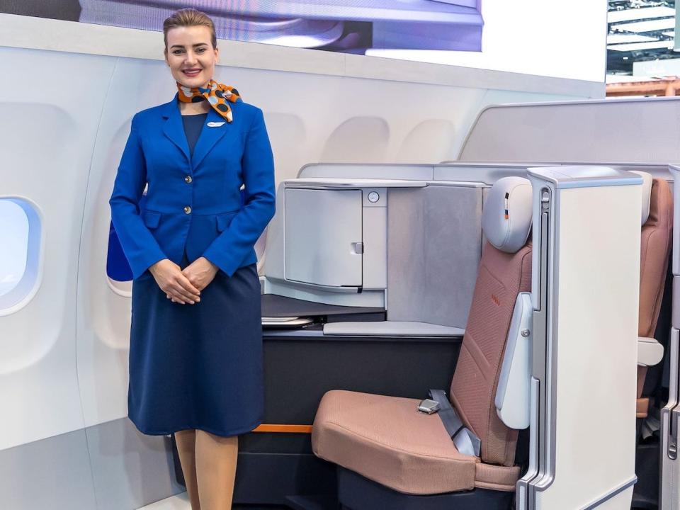 Flydubai's single-aisle VUE business class lie-flat seat.