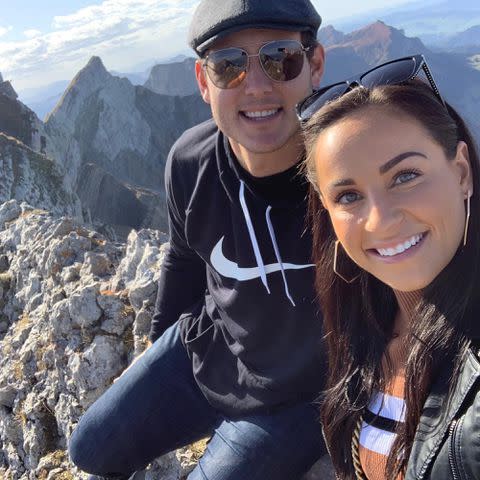 <p>Anthony Rizzo Instagram</p> Anthony Rizzo and Emily Vakos take a selfie outdoors.