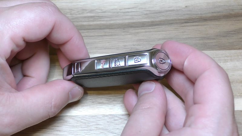 Key Fob Rob showing off the Kia Stinger's detonator-style key fob