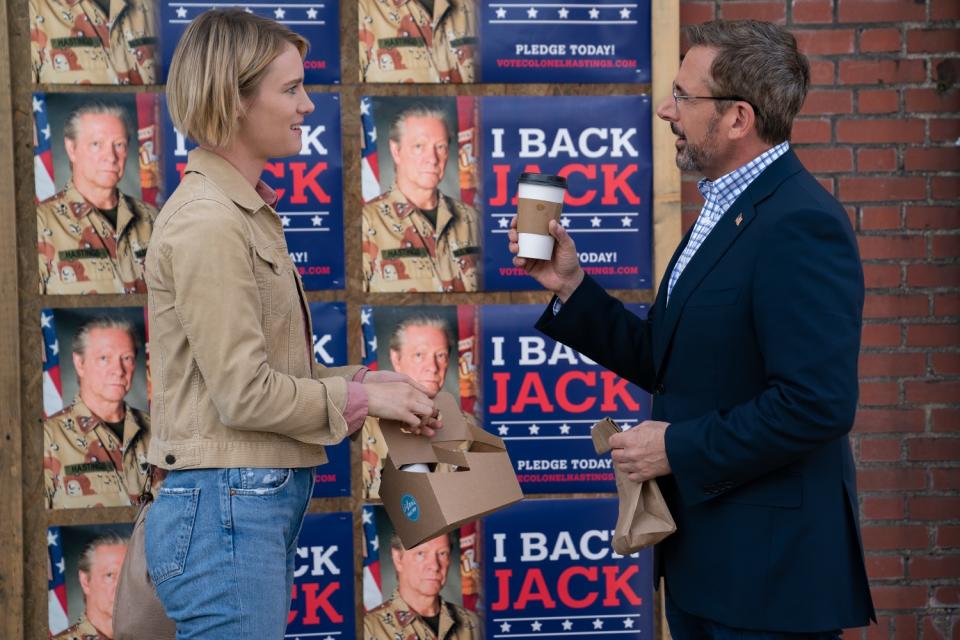 Mackenzie Davis and Steve Carell in the movie "Irresistible."