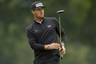 Mito Pereira, of Chile, reacts after missing a putt on the first hole during the final round of the PGA Championship golf tournament at Southern Hills Country Club, Sunday, May 22, 2022, in Tulsa, Okla. (AP Photo/Eric Gay)