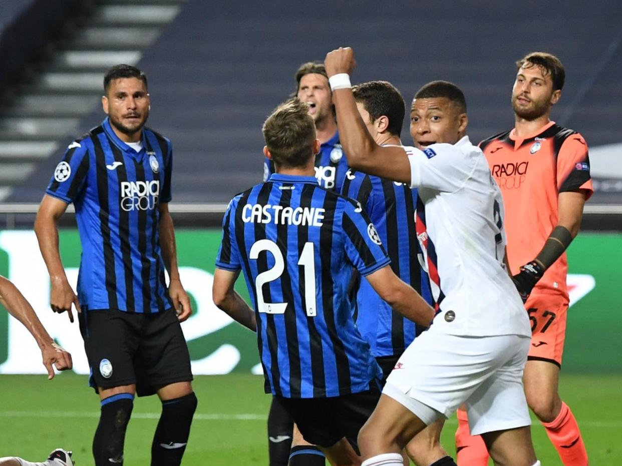 Kylian Mbappe celebrates as PSG score against Atalanta: Getty Images