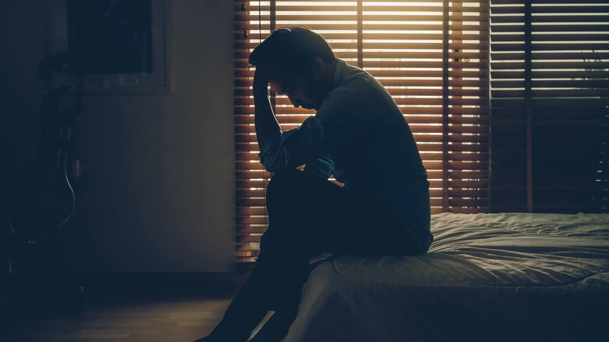 frustrated man in his apartment