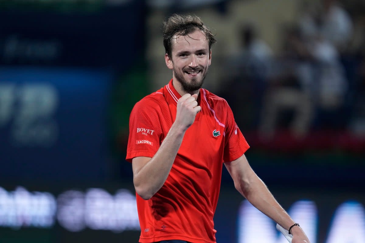 Daniil Medvedev celebrates victory over Novak Djokovic (Kamran Jebreili/AP) (AP)