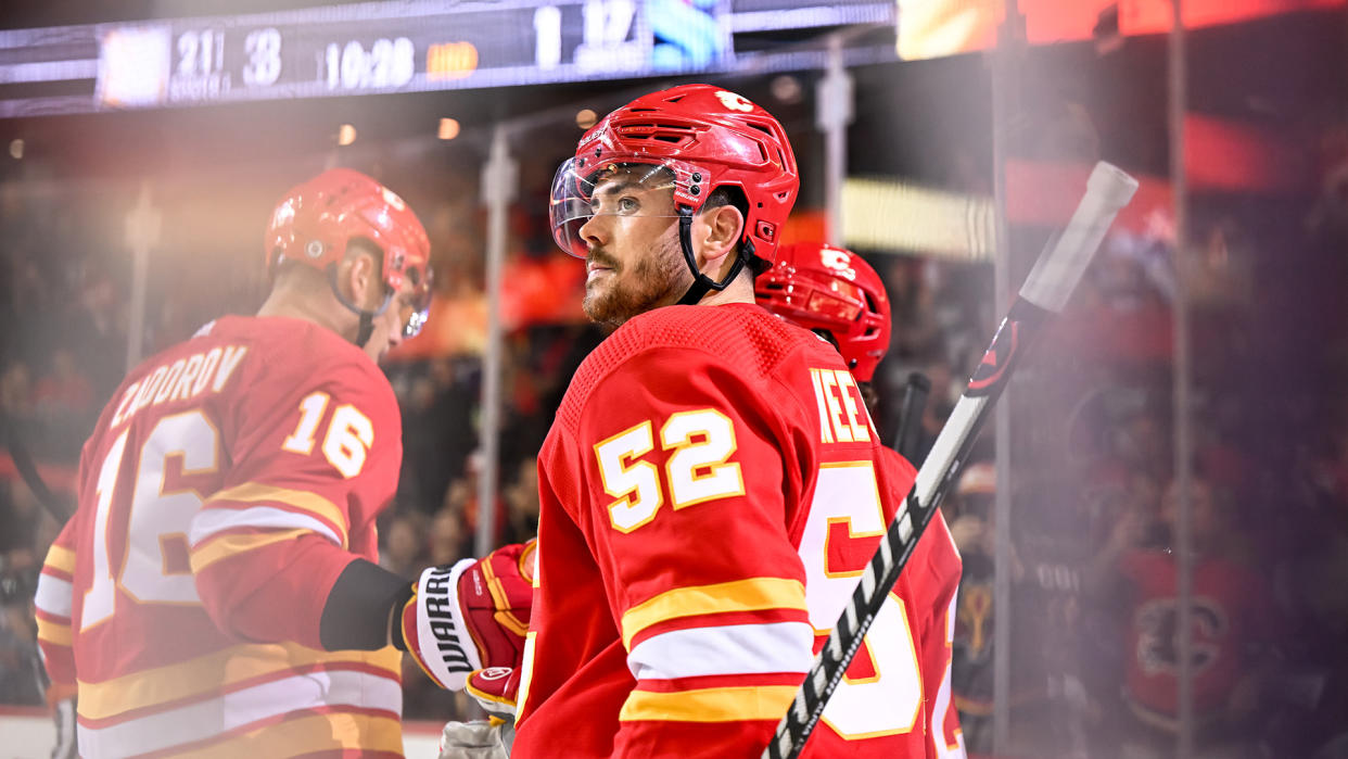 The Calgary Flames have locked up defenseman MacKenzie Weegar long-term. (Photo by Brett Holmes/Icon Sportswire via Getty Images)