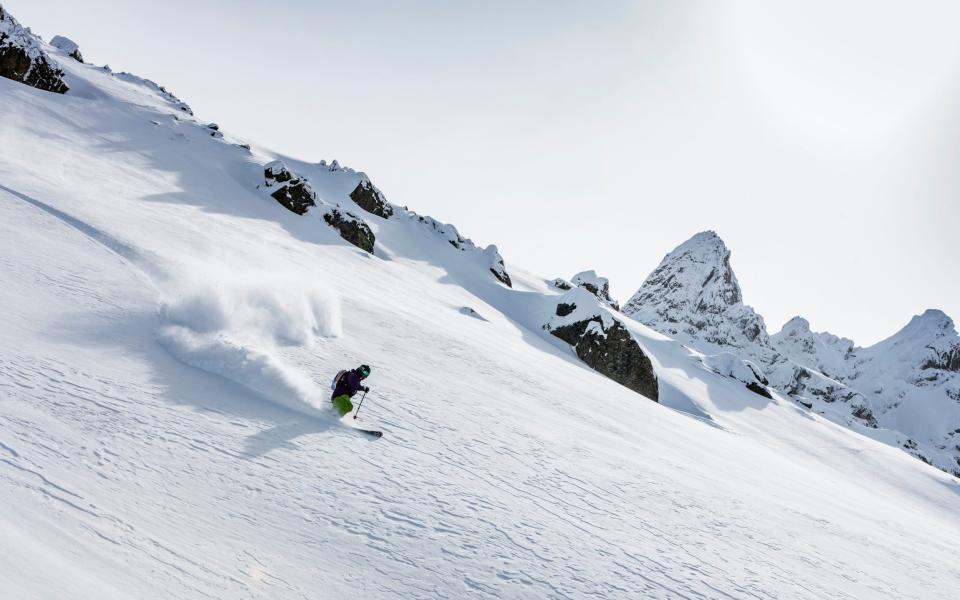 Skiing powder in Davos Switzerland - Getty